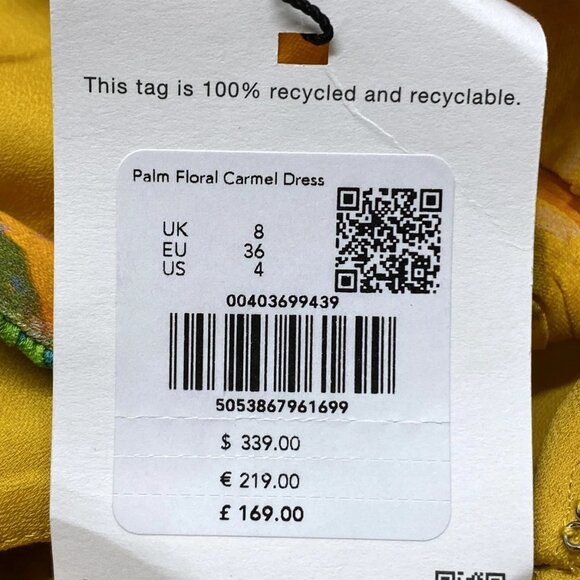 Whistles Women's Palm Floral Midi Dress – Size 4 – Gold Carmel Print - Picture 4 of 8